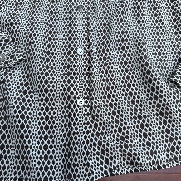 Talbots 100 % Silk Geometric Button-Down Shirt - Size 10 - Picture 4 of 7